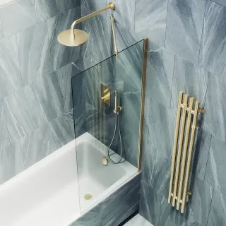 Шторка на ванну MaybahGlass MGV-65-3ш 90см золото