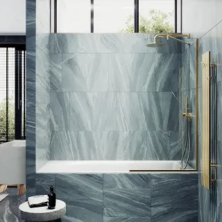 Шторка на ванну MaybahGlass MGV-63-3у 70см золото
