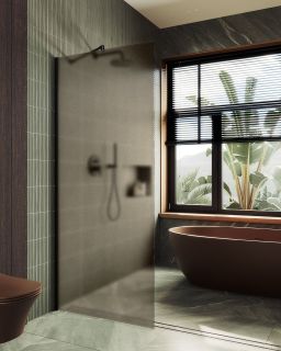 Душевая перегородка MaybahGlass MGD-697-6ш 79см чёрный