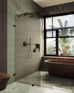 Душевая перегородка MaybahGlass MGD-262-6 79см чёрный