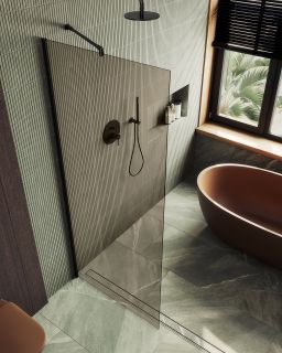 Душевая перегородка MaybahGlass MGD-696-6ш 79см чёрный