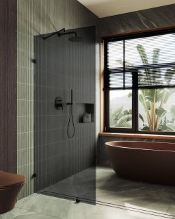 Душевая перегородка MaybahGlass MGD-274-6 79см чёрный