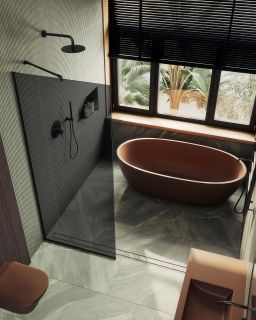 Душевая перегородка MaybahGlass MGD-698-6у 79см чёрный