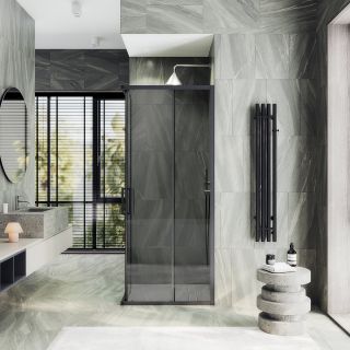 Душевой уголок MaybahGlass MGY-1334-6 100x100см чёрный/графит