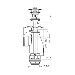 Сливной механизм с двойной кнопкой AlcaPlast A08A