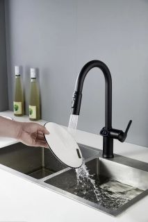 Смеситель для кухни с индикатором температуры Knotlor KN-100/BL, черный