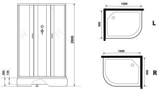 Душевая кабина Niagara NG-33094-14LBK 100x90см серебро/матовое