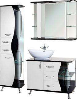 Тумба под раковину Bellezza Рио 90см левая белый/чёрный 00000007195