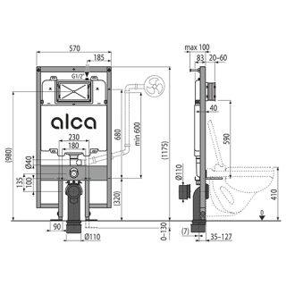 Система инсталляции AlcaPlast для унитаза AM1101/1200