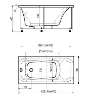 Акриловая ванна Aquatek Альфа ALF170-0000047 170х70 см без фронтального экрана сборно-разборный сварной каркас