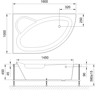 Акриловая ванна Royal Bath Alpine левая 160x100см белый RB819101L
