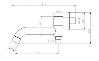 Излив для ванны с дивертором для душа, хром BelBagno ANCONA-BCA-CRM