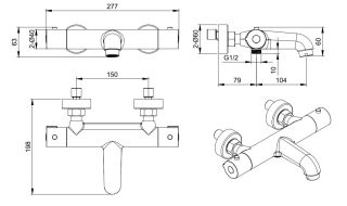 Термостатический смеситель для ванны Aquatek AQ1043CR хром