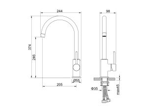 Смеситель для кухни Aquatek Европа AQ1382BGM оружейная сталь