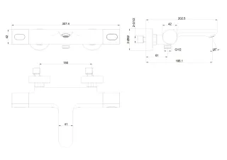Смеситель для ванны Aquatek Альфа AQ1943BGM с термостатом оружейная сталь