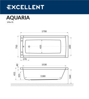 Акриловая ванна Excellent Aquaria WAEX.AQU17WH 170 x 75 см
