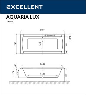 Ванна акриловая Excellent Aquaria Lux WAEX.AQU180WH 180 x 80 см