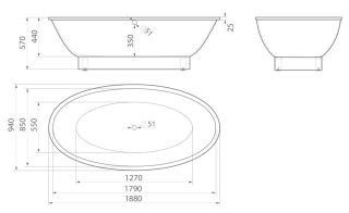 Ванна из искусственного камня AquaStone Кантри 188x94см белый