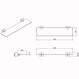 Полка AZARIO RINA AZ-87003 стеклянная 52 см