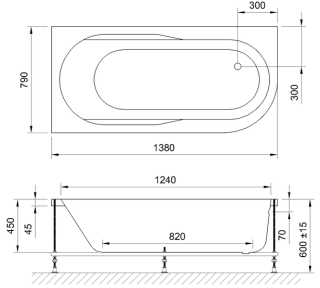 Акриловая ванна Royal Bath Azur левая 140x80см белый RB614200L