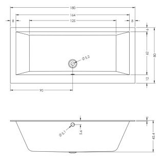 Акриловая ванна Riho Lugo Wall Velvet B159001105 180x80см белый матовый