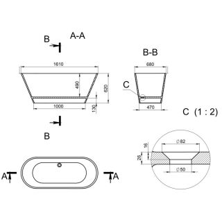 Ванна отдельностоящая Holbi Selena 161x68см белый матовый 1.01.006.11.1