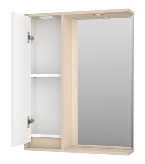 Зеркальный шкаф с подсветкой Brevita Balaton BAL-04065-03-01Л левый 65см белый/бежевый