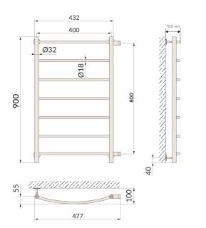 Полотенцесушитель водяной Indigo Arc LASW90-40-б/п-80 90x40 см хром