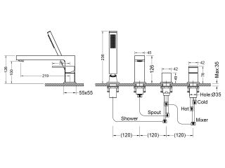 Смеситель на борт ванны Timo Selene 2130/17Y золото матовое