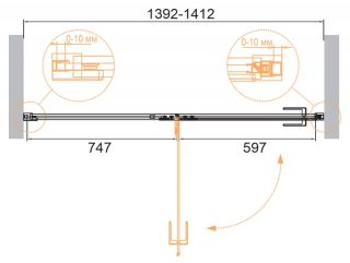 Душевая дверь Cezares Bellagio 140см брашированное золото BELLAGIO-B-12-140-C-BORO