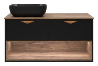 Подвесная тумба под раковину Brevita Bergen с подсветкой BER-07105-19-02-2Я 105см дуб Галифакс олово/чёрный