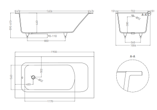 Ванна из искусственного камня Salini Orlanda Plus S-Sense 102014MRF 190x100см RAL полностью