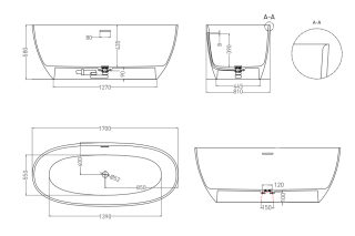 Ванна из искусственного камня Salini Alda S-Sense 101912G 170x80см белый глянцевый