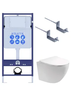 Комплект SET AQUATEK ЕВРОПА T-17-KKI2 унитаз с инсталляцией и сиденьем микролифт