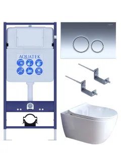 Комплект SET AQUATEK ПОЛАРИС 01-018 4в1 унитаз с инсталляцией кнопкой и сиденьем микролифт