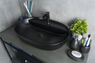 Раковина Gid Bm1346 53345 накладная черная матовая 61x41x14