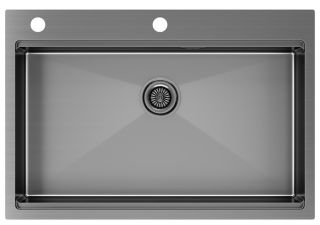 Мойка кухонная Paulmark Kroner-Pro PM707551-GM воронёная сталь