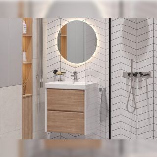 Тумба под раковину подвесная Velvex Gesso tp.GES.9696.60.2Y белый матовый/дуб сонома, 60 см