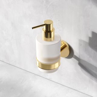 Стеклянный диспенсер для жидкого мыла с настенным держателем AM.PM X-Joy A85A36999 золото