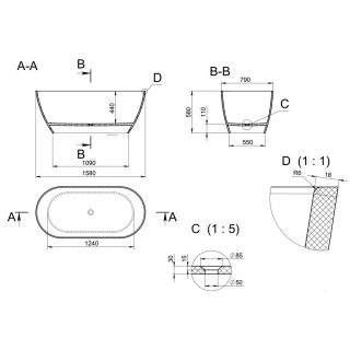 Ванна отдельностоящая Holbi Venus NEW 158x79см белый/цветной матовый 1.01.002.11.2