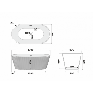 Ванна акриловая Delice Caresse DLR440101Bk 170х80 черная матовая