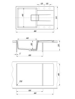 Кухонная мойка Florentina Ривьера 860 бежевый