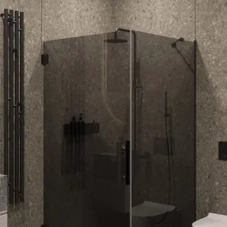 Душевой уголок на петлях by Deonria U-100-99-8-G-B1 100x94см чёрный/графит