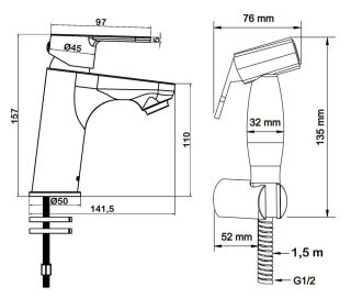 Смеситель для раковины Swedbe Olymp 1860 с гигиенической лейкой хром