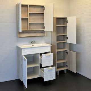 Comforty Зеркало Клеон 75 см белый/дуб дымчатый 00-00004755