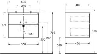 Тумба под раковину Kerama Marazzi Cubo CUB.60.2\WHT.M 60 см белый матовый