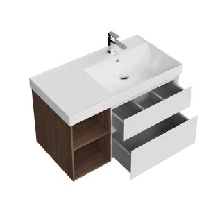 Тумба под раковину Kerama Marazzi Cubo CUB.90.2Rh\WHTM.N правая 90 см белый матовый/структурированный орех