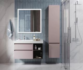 Тумба под раковину Kerama Marazzi Cubo CUB.90Lh\MAL левая 90 см мальва матовая/древесина