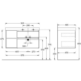 Тумба под раковину Kerama Marazzi Cubo CUB.90Rh\WHT.M правая 90 см белый матовый/древесина