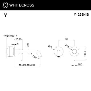 Смеситель для раковины WHITECROSS Y1225NIB брашированный никель